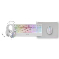 Pacote de jogos Mars Gaming MCP124PROWES/ Teclado + Rato óptico + Fones de ouvido + Rato pad/ Branco