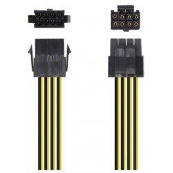 Cabo de alimentação para microprocessador Aisens A131-0419/ Molex -4+4 pinos macho - Molex 8 pinos fêmea/ 30 cm