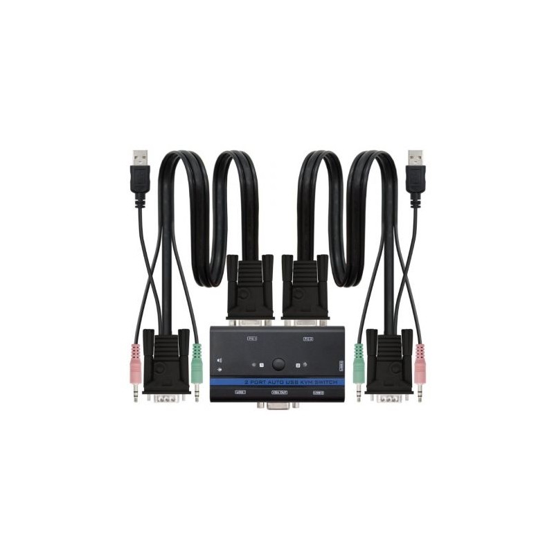 Comutador KVM Nanocable 10.12.0001/ PC - CPU: 2 VGA + 2 USB + 4 JACK 3.5 / CONSOLE: 2 USB + VGA + 2 JACK 2.5/ 1,4m