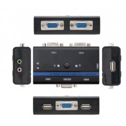 Comutador KVM Nanocable 10.12.0001/ PC - CPU: 2 VGA + 2 USB + 4 JACK 3.5 / CONSOLE: 2 USB + VGA + 2 JACK 2.5/ 1,4m