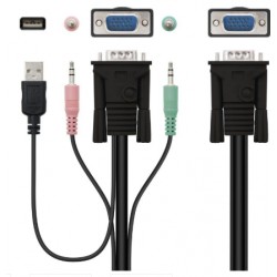 Comutador KVM Nanocable 10.12.0001/ PC - CPU: 2 VGA + 2 USB + 4 JACK 3.5 / CONSOLE: 2 USB + VGA + 2 JACK 2.5/ 1,4m