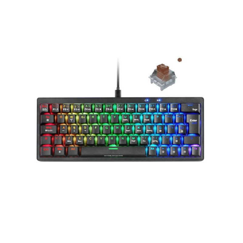 Teclado Gaming Mecánico Mars Gaming MKMINIPRO/ Switch Marrón/ Negro